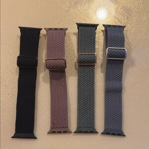 Braided Nylon Watch Band Set - Black, Pink, Green, Gray. Fits 40MM Apple Watch